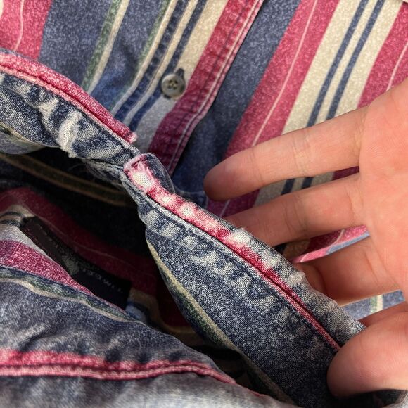 1990s striped shirt by Timbercreek by Wrangler, vintage L to XL button down - Picture 4 of 10